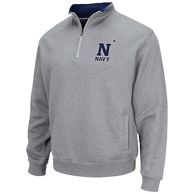 Men's Colosseum Heathered Gray Navy Midshipmen Tortugas Team Logo Quarter-Zip Jacket