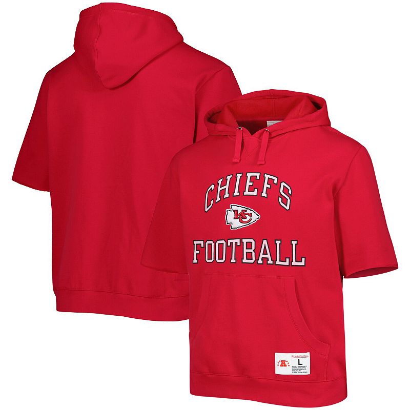 Mens Mitchell & Ness Red Kansas City Chiefs Washed Short Sleeve Pullover H