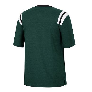 Women's Colosseum Heathered Green Michigan State Spartans 15 Min Early Football V-Neck T-Shirt