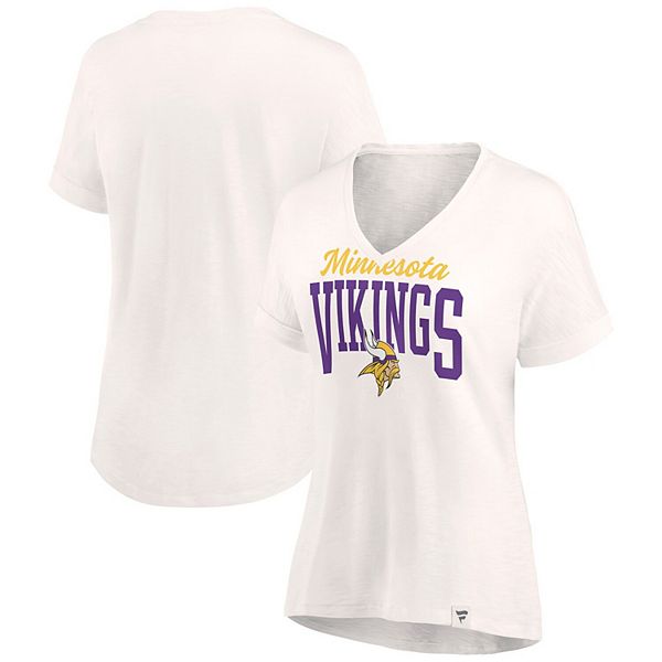 Women's Fanatics Branded Oatmeal Minnesota Vikings Motivating Force V-Neck  T-Shirt