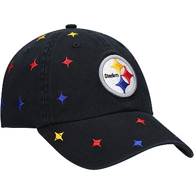 Women's '47 Black Pittsburgh Steelers Multi Confetti Clean Up Adjustable Hat