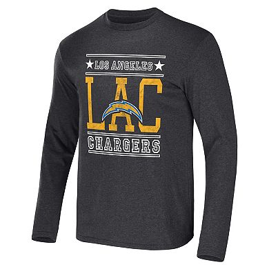 Men's NFL x Darius Rucker Collection by Fanatics Heathered Charcoal Los Angeles Chargers Long Sleeve T-Shirt