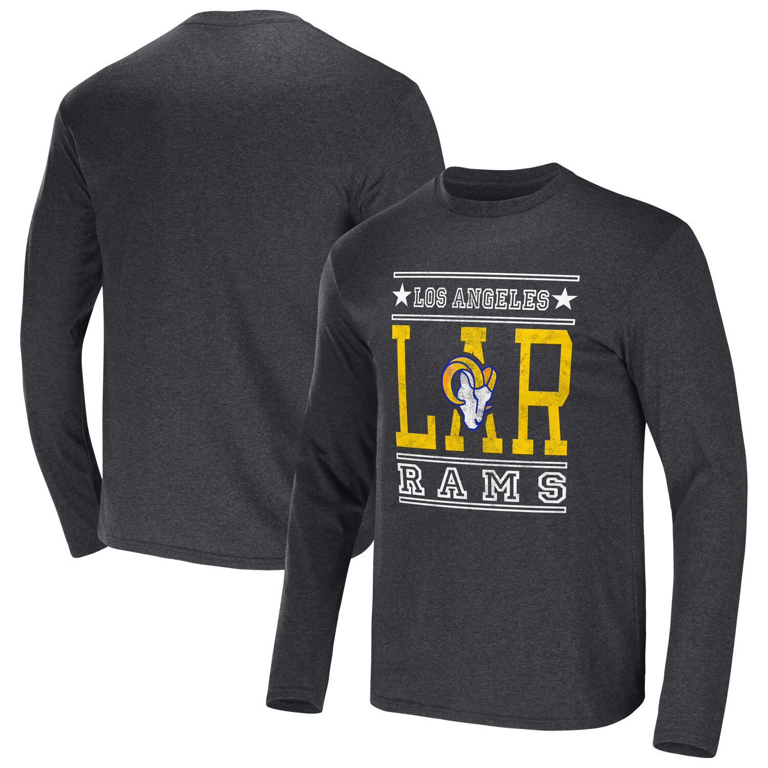 Los Angeles Rams Throwback Striped T-Shirt, Gray - Size: L, NFL by New Era