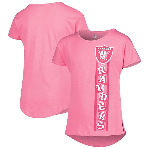 Girls Youth Pink Las Vegas Raiders Fair Catch Dolman T-Shirt