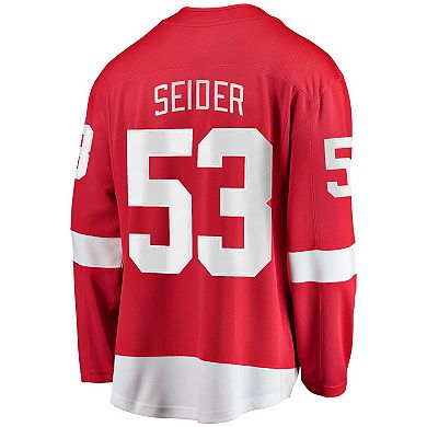 Men's Fanatics Branded Moritz Seider Red Detroit Red Wings Home Breakaway Player Jersey