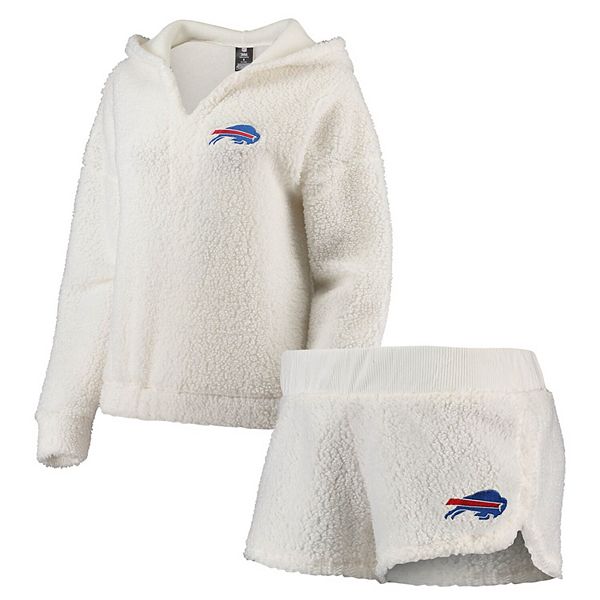 Women's Concepts Sport White Chicago Bears Fluffy Pullover Sweatshirt & Shorts Sleep Set Size: Large