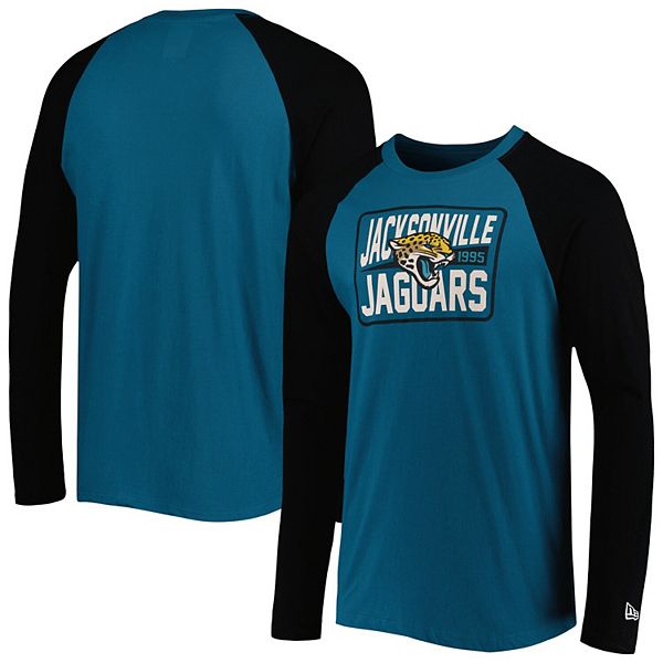 Men's New Era Teal Jacksonville Jaguars Current Raglan Long Sleeve T-Shirt