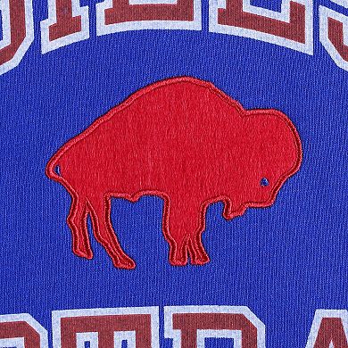 Men's Mitchell & Ness Royal Buffalo Bills Washed Short Sleeve Pullover Hoodie