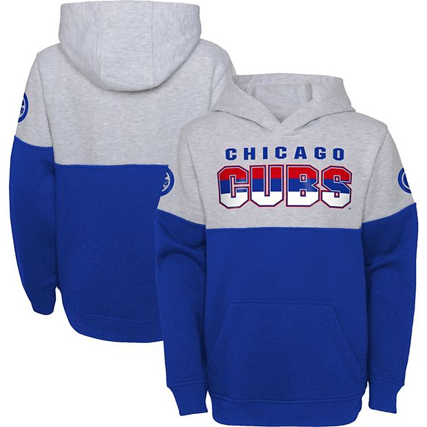 Youth Heather Gray Royal Chicago Cubs Playmaker Pullover Hoodie