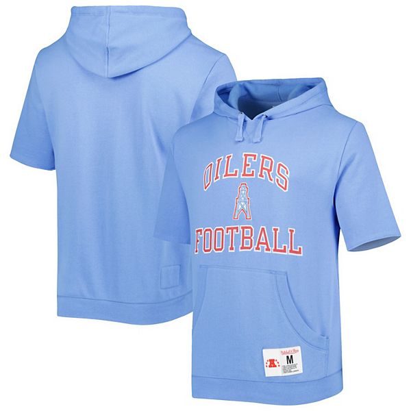 Men's Mitchell u0026 Ness Blue Houston Oilers Washed Short Sleeve Pullover  Hoodie