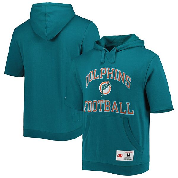 Men's Miami Dolphins Mitchell & Ness Black Gridiron Classics Big Face 7.0  Pullover Hoodie