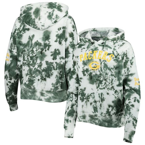 Women's New Era Green Bay Packers Cloud Dye Fleece Pullover Hoodie Size: Medium