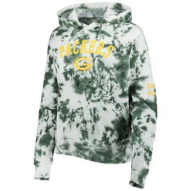 Women's New Era Green Green Bay Packers Cloud Dye Fleece Pullover Hoodie