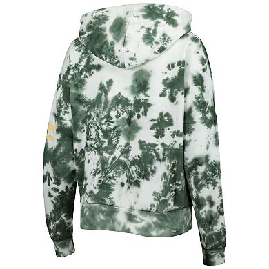 Women's New Era Green Green Bay Packers Cloud Dye Fleece Pullover Hoodie