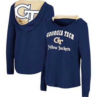 Women's Colosseum Navy Georgia Tech Yellow Jackets Catalina Hoodie Long Sleeve T-Shirt