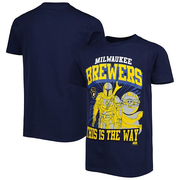 Youth Navy Milwaukee Brewers Star Wars This is the Way T-Shirt