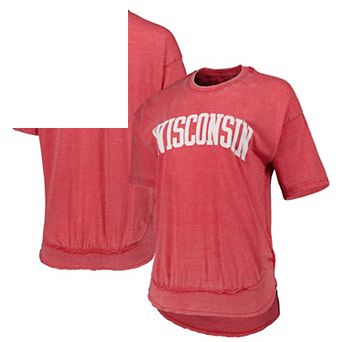 Women's Pressbox Heather Red Wisconsin Badgers Arch Poncho T-Shirt