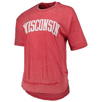 Women's Pressbox Heather Red Wisconsin Badgers Arch Poncho T-Shirt