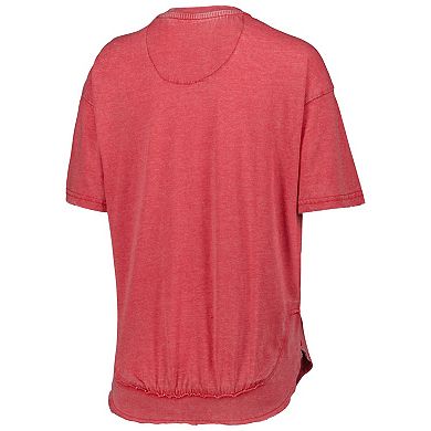 Women's Pressbox Heather Red Wisconsin Badgers Arch Poncho T-Shirt