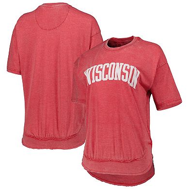 Women's Pressbox Heather Red Wisconsin Badgers Arch Poncho T-Shirt