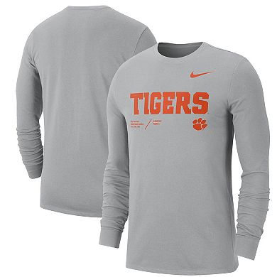 Men's Nike Gray Clemson Tigers Team Practice Performance Long Sleeve T ...