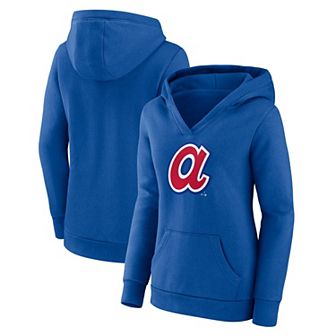Women's Fanatics Branded Royal Atlanta Braves Forbes Crossover V-Neck Pullover Hoodie