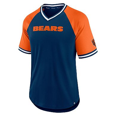 Men's Fanatics Branded Navy/Orange Chicago Bears Second Wind Raglan V-Neck T-Shirt