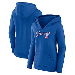 Atlanta Braves Fanatics Branded Women's Even Match Lace-Up Long Sleeve V- Neck T-Shirt - Navy/White