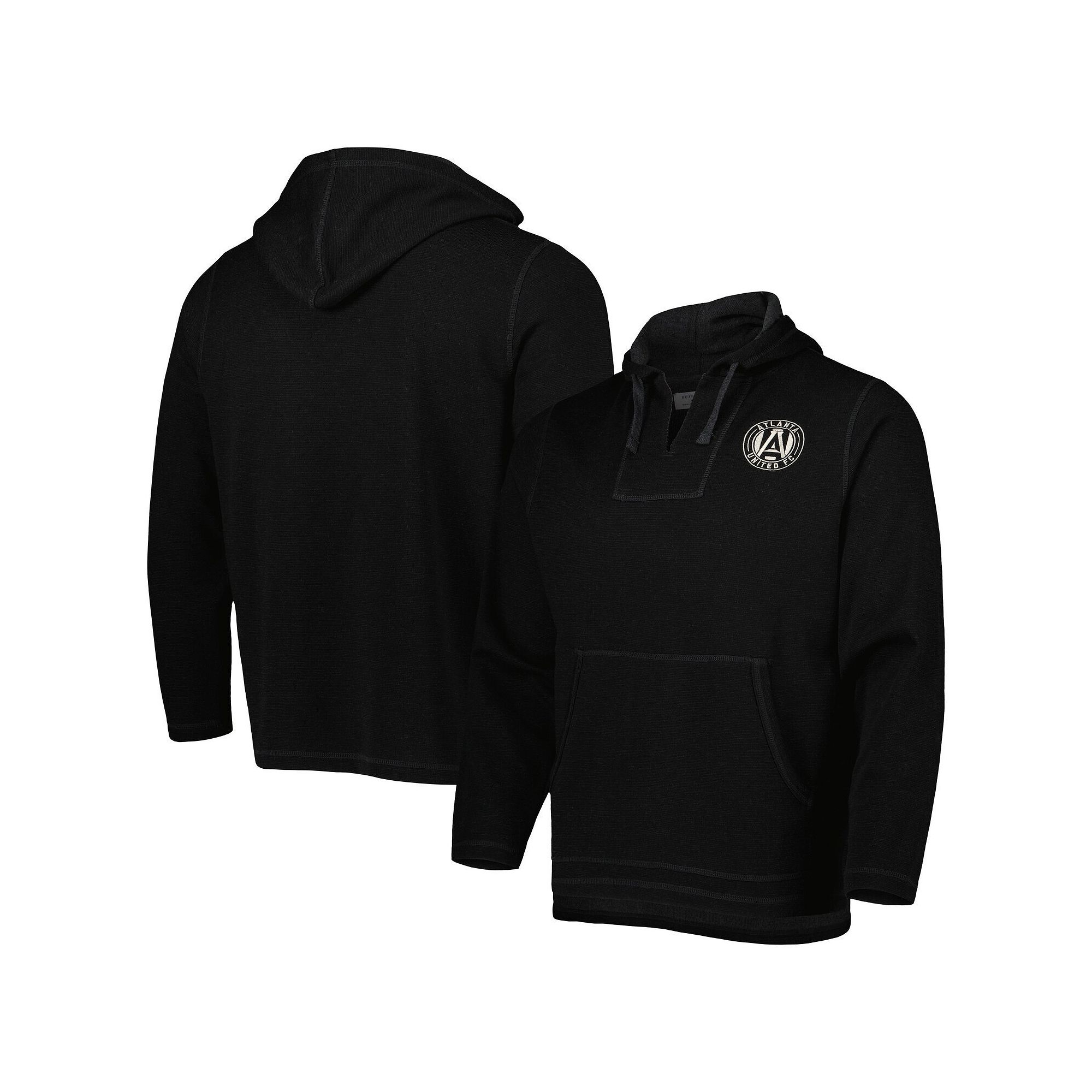 Mens Black Atlanta United FC Baja Fleece V-Neck Pullover Hoodie, Size: XL,