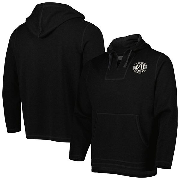 Men's Black Atlanta United FC Baja Fleece VNeck Pullover Hoodie