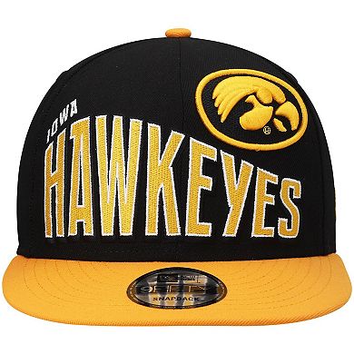 Men's New Era Black Iowa Hawkeyes Two-Tone Vintage Wave 9FIFTY Snapback Hat