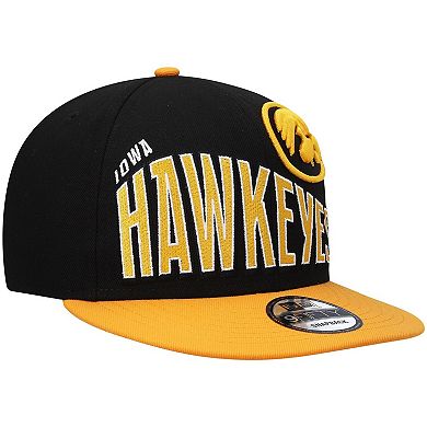 Men's New Era Black Iowa Hawkeyes Two-Tone Vintage Wave 9FIFTY Snapback Hat