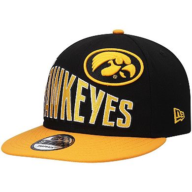 Men's New Era Black Iowa Hawkeyes Two-Tone Vintage Wave 9FIFTY Snapback Hat