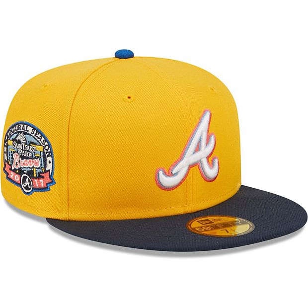 Men's New Era Gold/Navy Atlanta Braves SunTrust Park Inaugural Season Azure  Undervisor 59FIFTY Fitted Hat