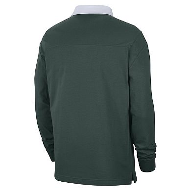 Men's Nike Green Michigan State Spartans Striped Long Sleeve Polo