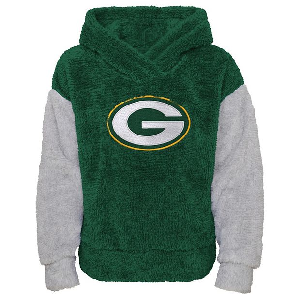 Girls Youth Green/Gray Green Bay Packers Game Time Teddy Fleece Pullover  Hoodie