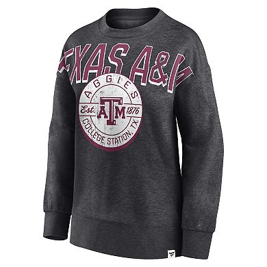 Women's Fanatics Branded Heathered Charcoal Texas A&M Aggies Jump Distribution Pullover Sweatshirt