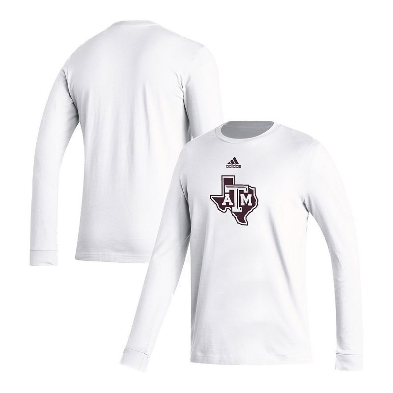 Mens adidas White Texas A&M Aggies Locker Logo Fresh Long Sleeve T-Shirt, 