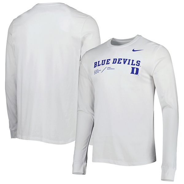 Men's Nike White Duke Blue Devils Team Practice Performance Long Sleeve ...
