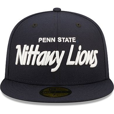 Men's New Era Navy Penn State Nittany Lions Script Original 59FIFTY Fitted Hat