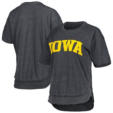 Women's Pressbox Black Iowa Hawkeyes Arch Poncho T-Shirt