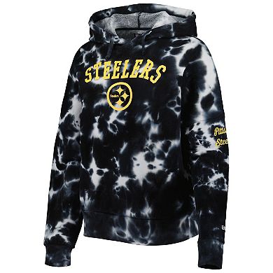 Women's New Era Black Pittsburgh Steelers Cloud Dye Fleece Pullover Hoodie