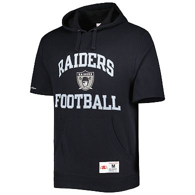 Men's Mitchell & Ness Black Las Vegas Raiders Washed Short Sleeve Pullover Hoodie