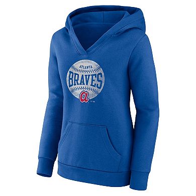 Women's Fanatics Branded Royal Atlanta Braves Slider Crossover V-Neck Pullover Hoodie