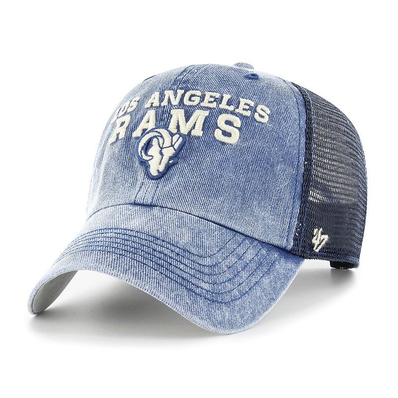 Mens 47 Navy Los Angeles Rams Drumlin Trucker Clean Up Snapback Hat, Blue