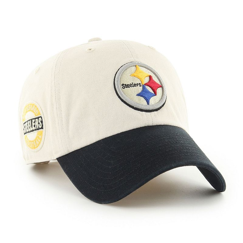 Mens 47 Cream/Black Pittsburgh Steelers Sidestep Clean Up Adjustable Hat,