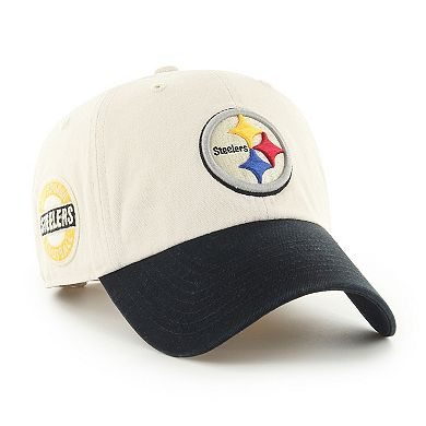 Men's '47 Cream/Black Pittsburgh Steelers Sidestep Clean Up Adjustable Hat