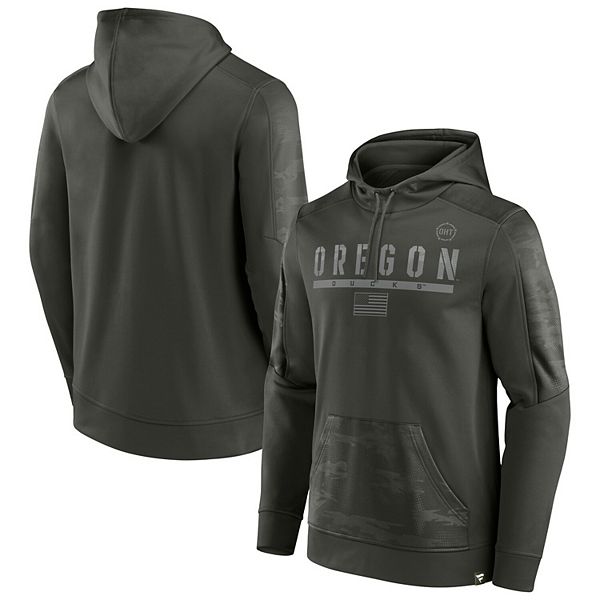 Men's Fanatics Branded Olive Oregon Ducks OHT Military Appreciation  Guardian Pullover Hoodie