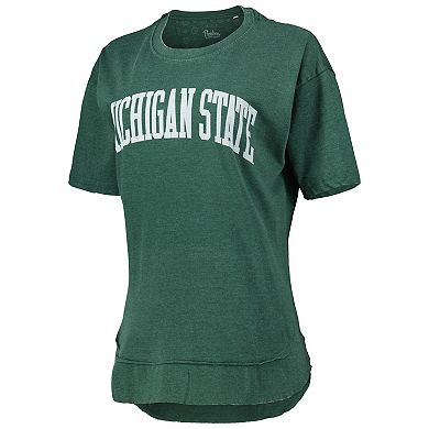 Women's Pressbox Heathered Green Michigan State Spartans Arch Poncho T-Shirt