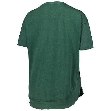 Women's Pressbox Heathered Green Michigan State Spartans Arch Poncho T-Shirt